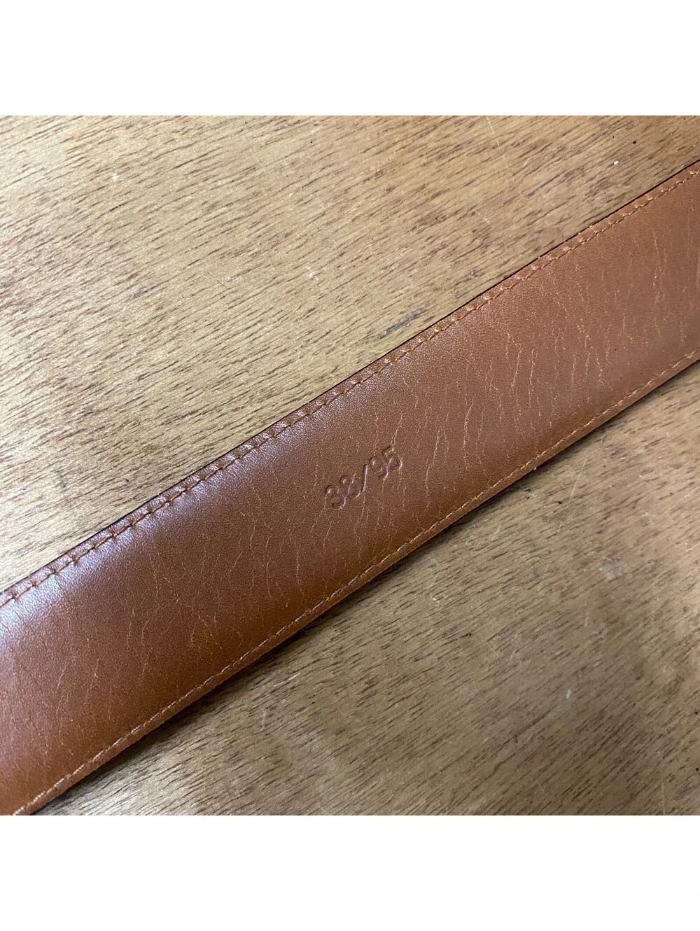 Brooks Brothers 346 Brown Genuine Leather Belt Mens Size 38/95 Gold Buckle